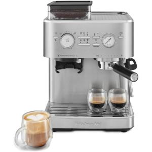KitchenAid Semi Automatic Espresso Machine with Burr Grinder, 2.5L, Juniper, KES6551JP(Brushed Stainless Steel)