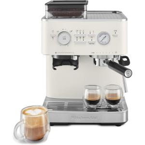 KitchenAid Semi Automatic Espresso Machine with Burr Grinder, 2.5L, Juniper, KES6551JP(Porcelain White)