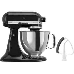 KitchenAid Value Bundle Artisan Series 5 Quart Tilt-Head Stand Mixer with Included Flex Edge Beater, KSM150FEAQ, Aqua Sky(Onyx Black)
