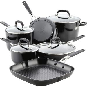 KitchenAid 84800 Hard Anodized Nonstick Cookware Pots and Pans Set, 10 Piece – Onyx Black