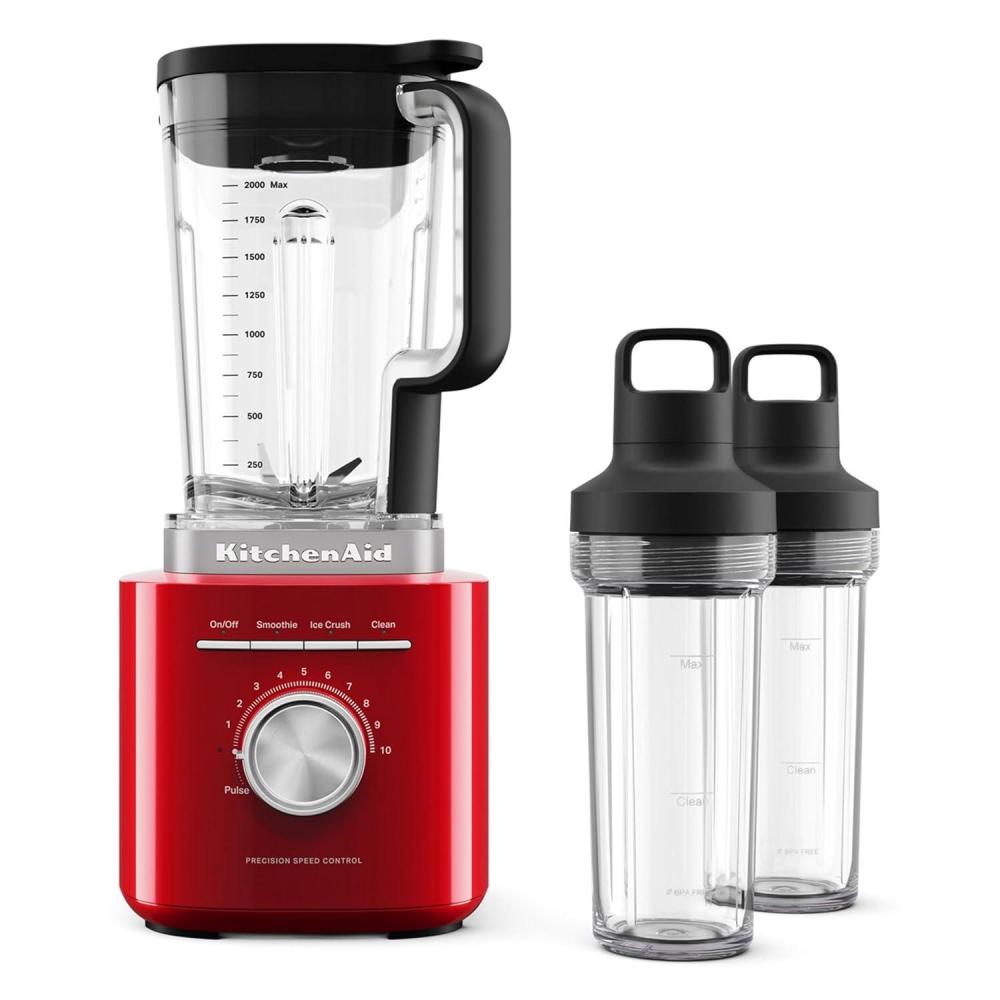 imageKitchenAid Pure Power Blender with 2 Personal Blending Jars KSB2078 Porcelain WhiteEmpire Red