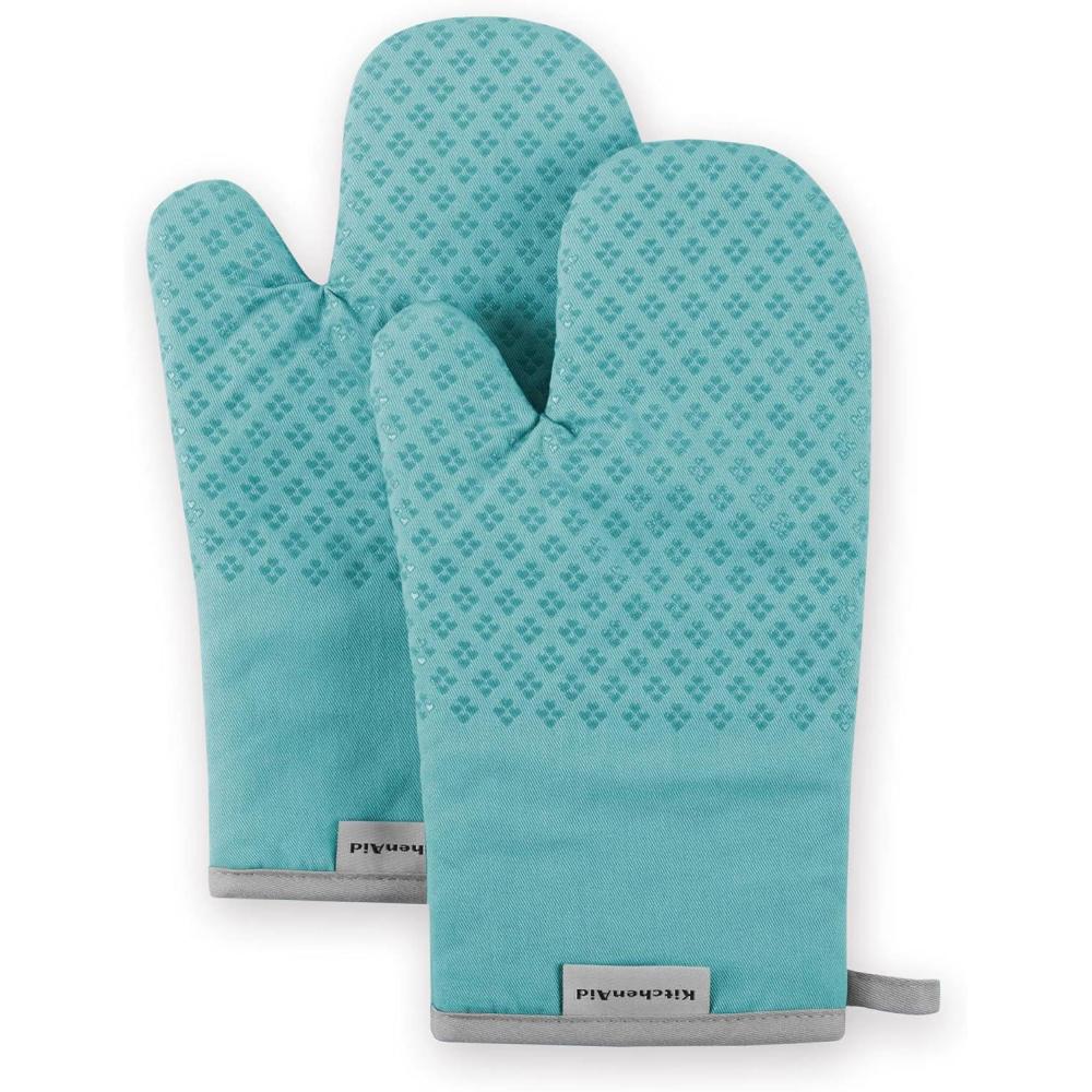 imageKitchenAid Asteroid Oven Mitt Set 7x125 Pistachio Green 2 PieceAqua Sky