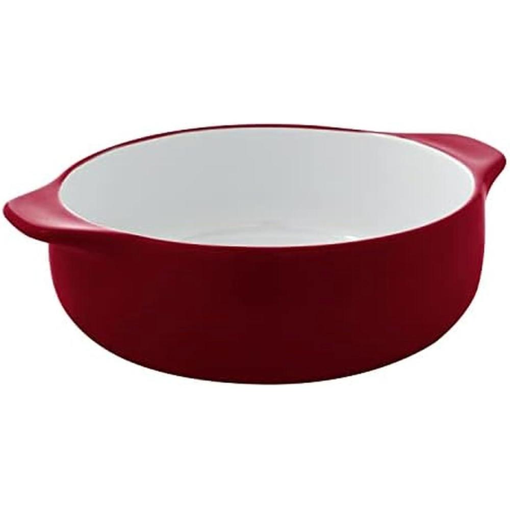 imageKitchenAid Vitrified Stoneware Round Casserole Baker 2Quart RedRed