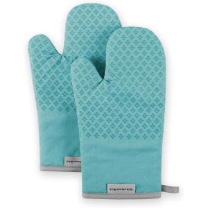 KitchenAid Asteroid Oven Mitt Set, 7″x12.5″, Pistachio Green, 2 Piece(Aqua Sky)