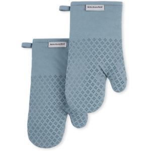 KitchenAid Asteroid Oven Mitt Set, 7″x12.5″, Pistachio Green, 2 Piece(Fog Blue)