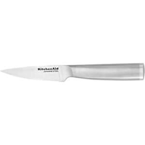 KitchenAid Gourmet Forged Stainless Steel Paring Knife with Custom-Fit Blade Cover, 3.5-inch, Sharp Kitchen Knife, High-Carbon Japanese Stainless Steel Blade, Brushed Stainless Steel Handle