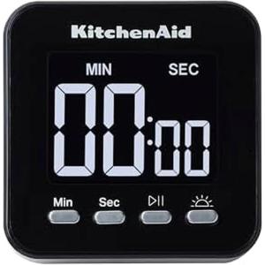 KitchenAid KQ912 99M Digital Single Event Magnetic Visual Timer with Backlight, Cooking, Classroom, Egg Timer, Black(Black/Black)