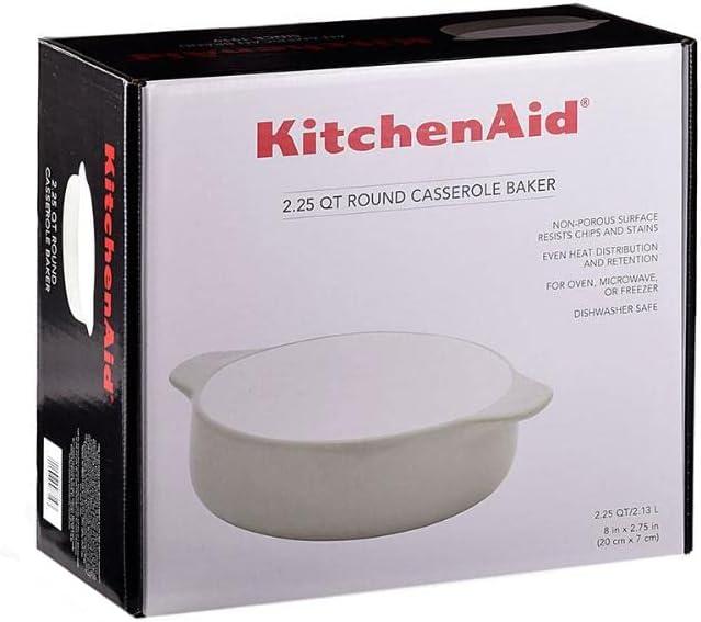 imageKitchenAid Vitrified Stoneware Round Casserole Baker 2Quart PistachioPistachio