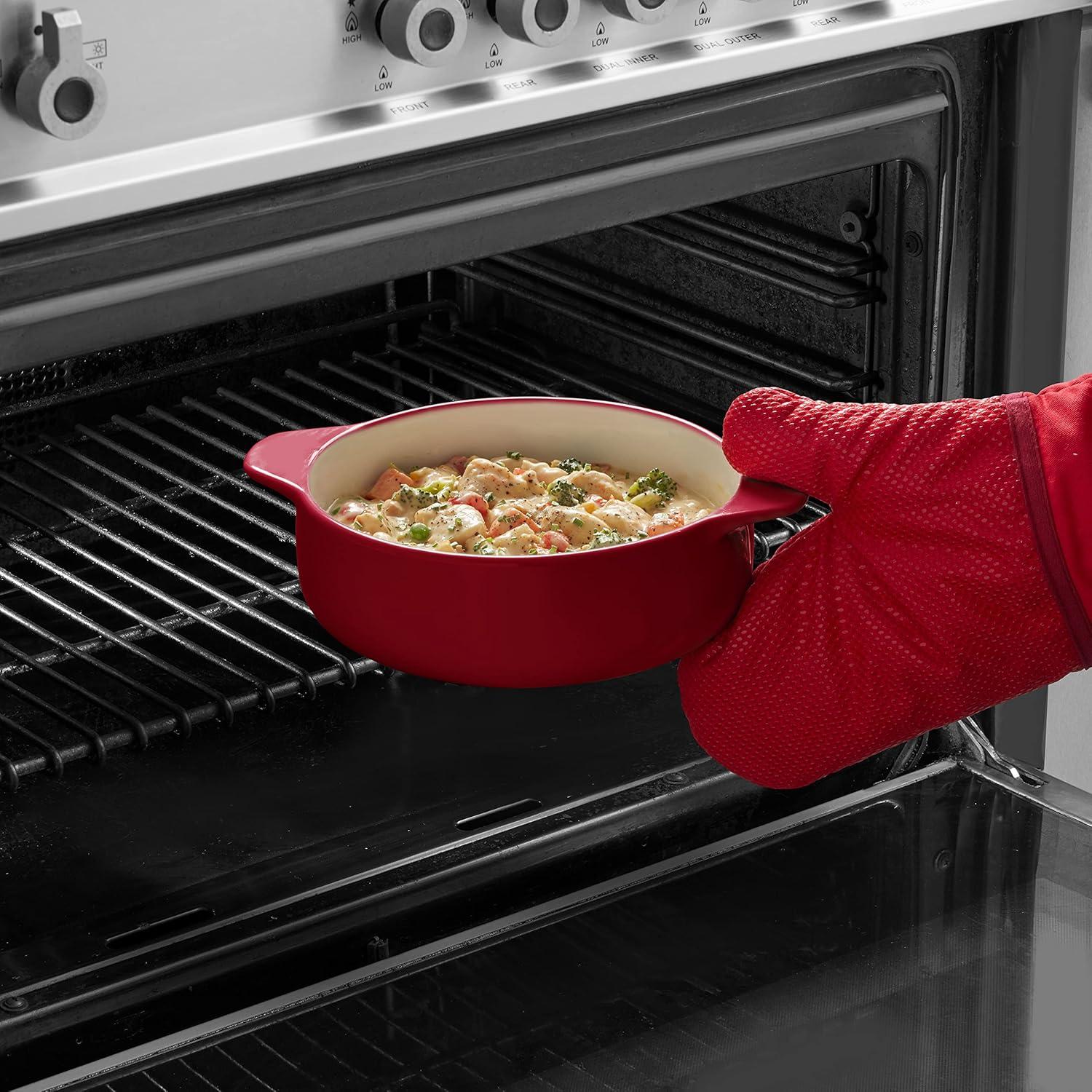 imageKitchenAid Vitrified Stoneware Round Casserole Baker 2Quart PistachioRed