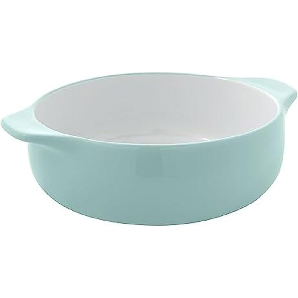 imageKitchenAid Vitrified Stoneware Round Casserole Baker 2Quart PistachioAqua Sky