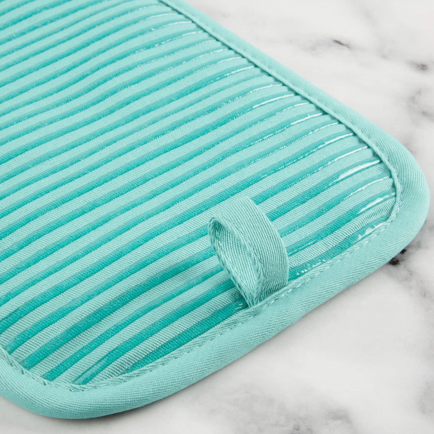 imageKITCHENAID Quilted Cotton Terry Cloth Oven Mitt Pot Holder Kitchen Towel 4Pack Set Heat Resistant Silicone Grip Gift Set Passion Red 16x26 7x13 amp 7x10Aqua Sky