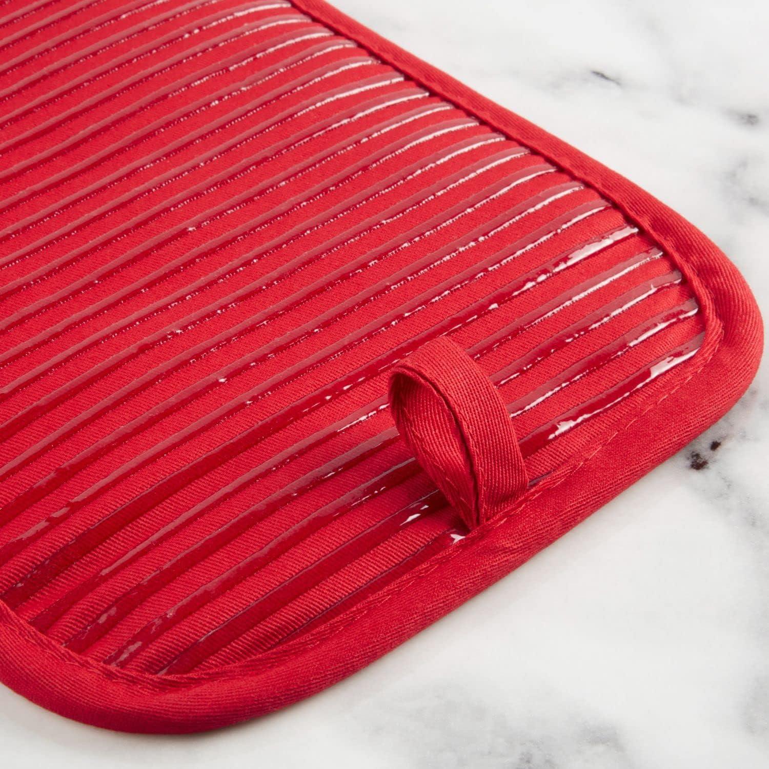 imageKITCHENAID Quilted Cotton Terry Cloth Oven Mitt Pot Holder Kitchen Towel 4Pack Set Heat Resistant Silicone Grip Gift Set Passion Red 16x26 7x13 amp 7x10Passion Red