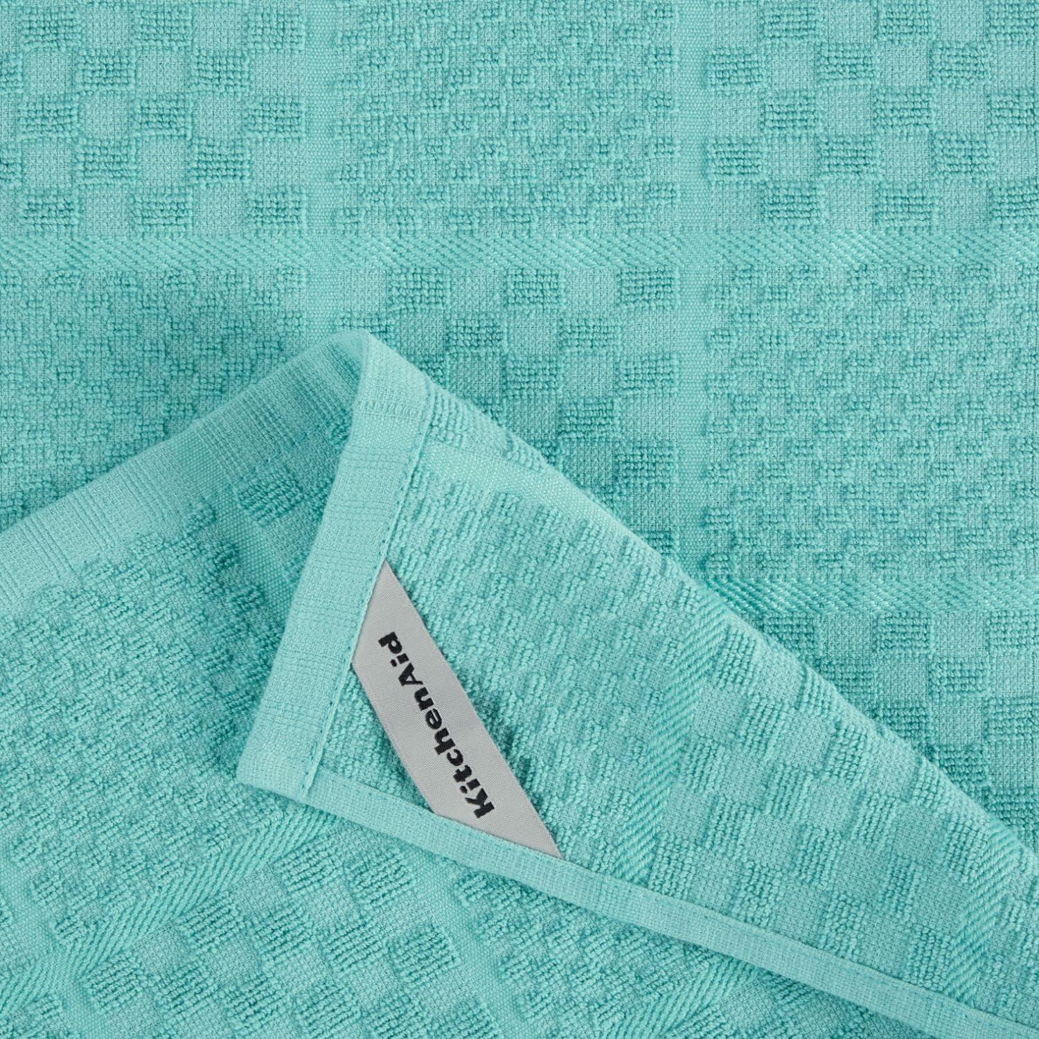 imageKITCHENAID Quilted Cotton Terry Cloth Oven Mitt Pot Holder Kitchen Towel 4Pack Set Heat Resistant Silicone Grip Gift Set Passion Red 16x26 7x13 amp 7x10Aqua Sky