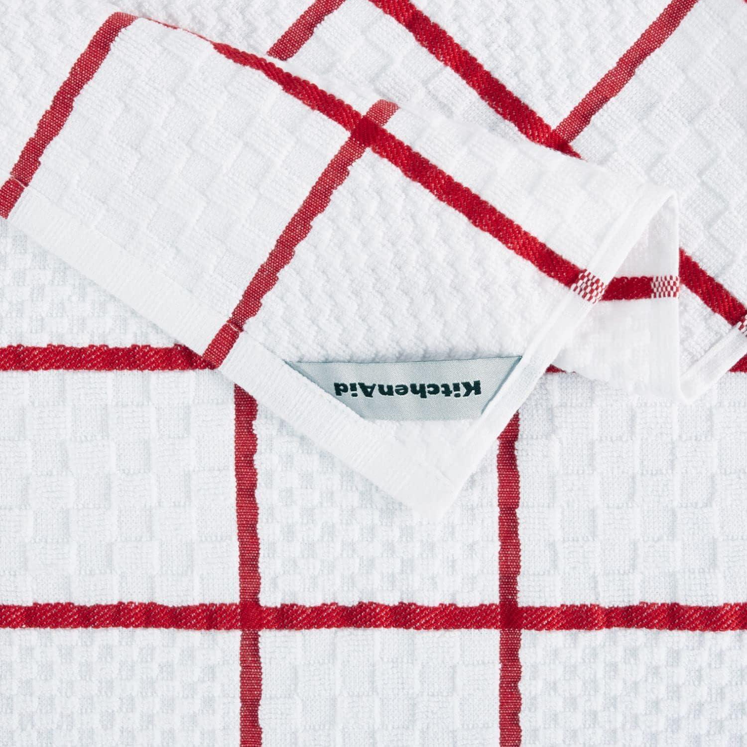 imageKITCHENAID Quilted Cotton Terry Cloth Oven Mitt Pot Holder Kitchen Towel 4Pack Set Heat Resistant Silicone Grip Gift Set Passion Red 16x26 7x13 amp 7x10Passion Red