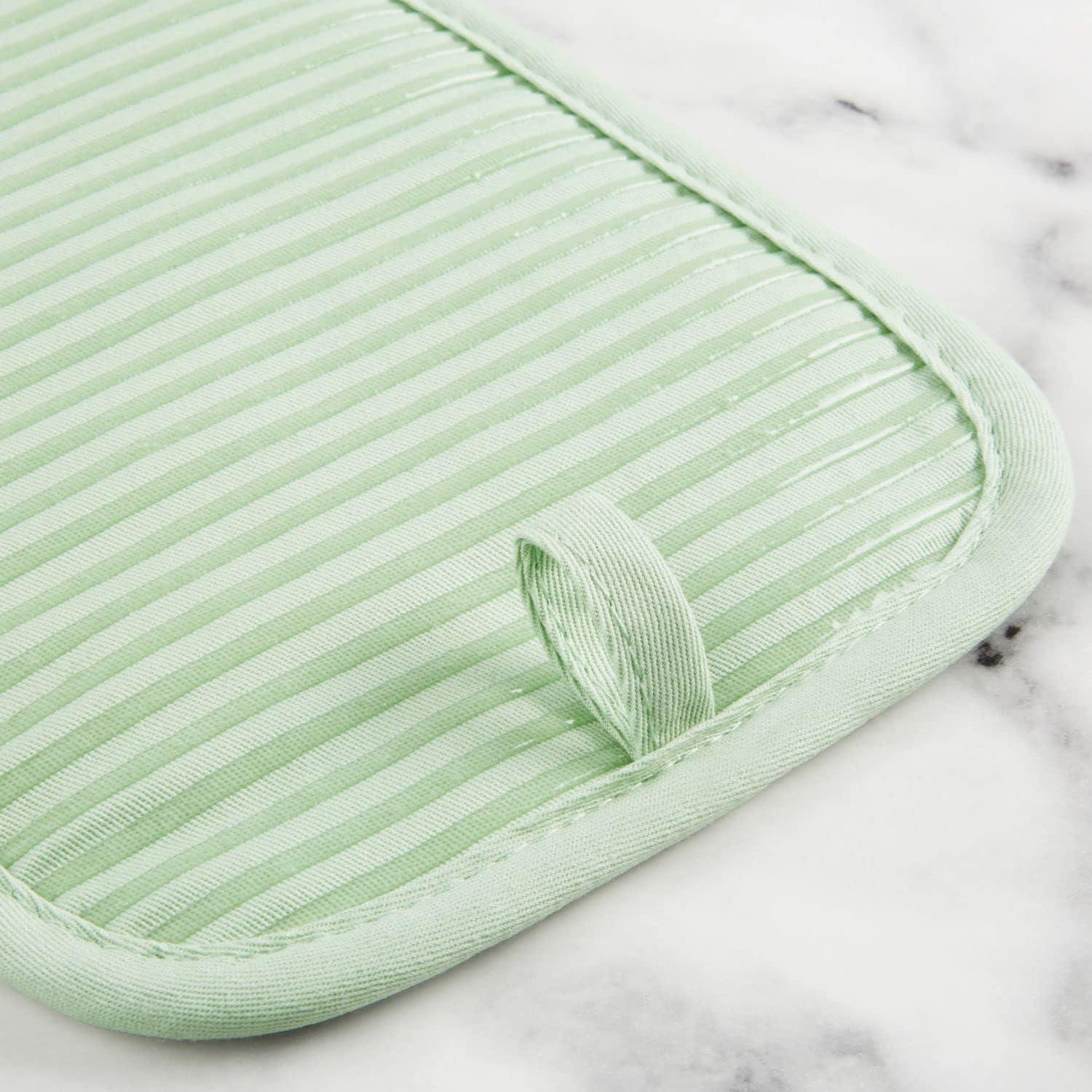 imageKITCHENAID Quilted Cotton Terry Cloth Oven Mitt Pot Holder Kitchen Towel 4Pack Set Heat Resistant Silicone Grip Gift Set Passion Red 16x26 7x13 amp 7x10Pistachio