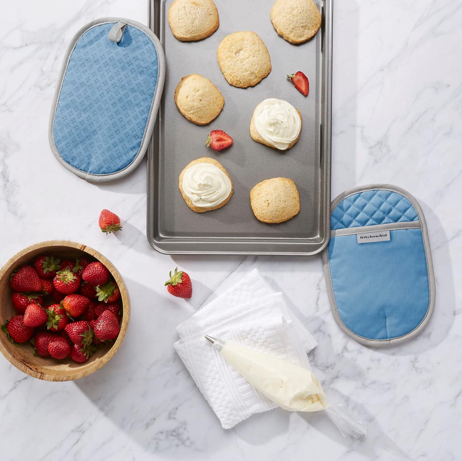 imageKitchenAid Asteroid Pot Holder 2Pack Set Charcoal Grey 65x10Blue Velvet