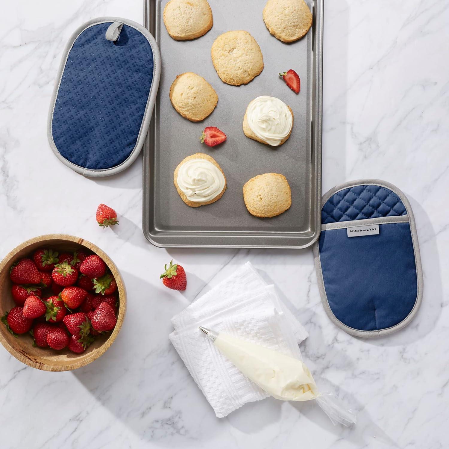imageKitchenAid Asteroid Pot Holder 2Pack Set Charcoal Grey 65x10Blue Willow