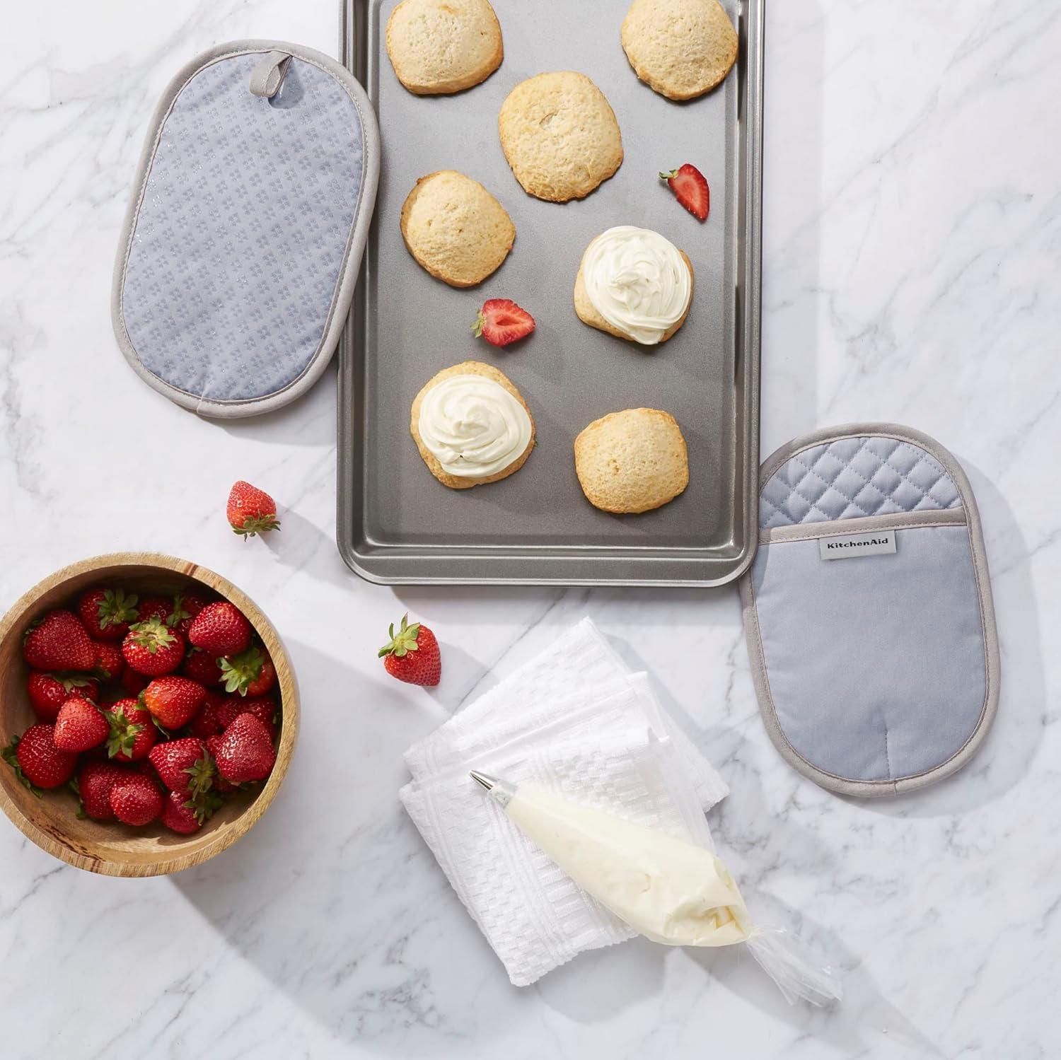 imageKitchenAid Asteroid Pot Holder 2Pack Set Charcoal Grey 65x10Lavender Cream