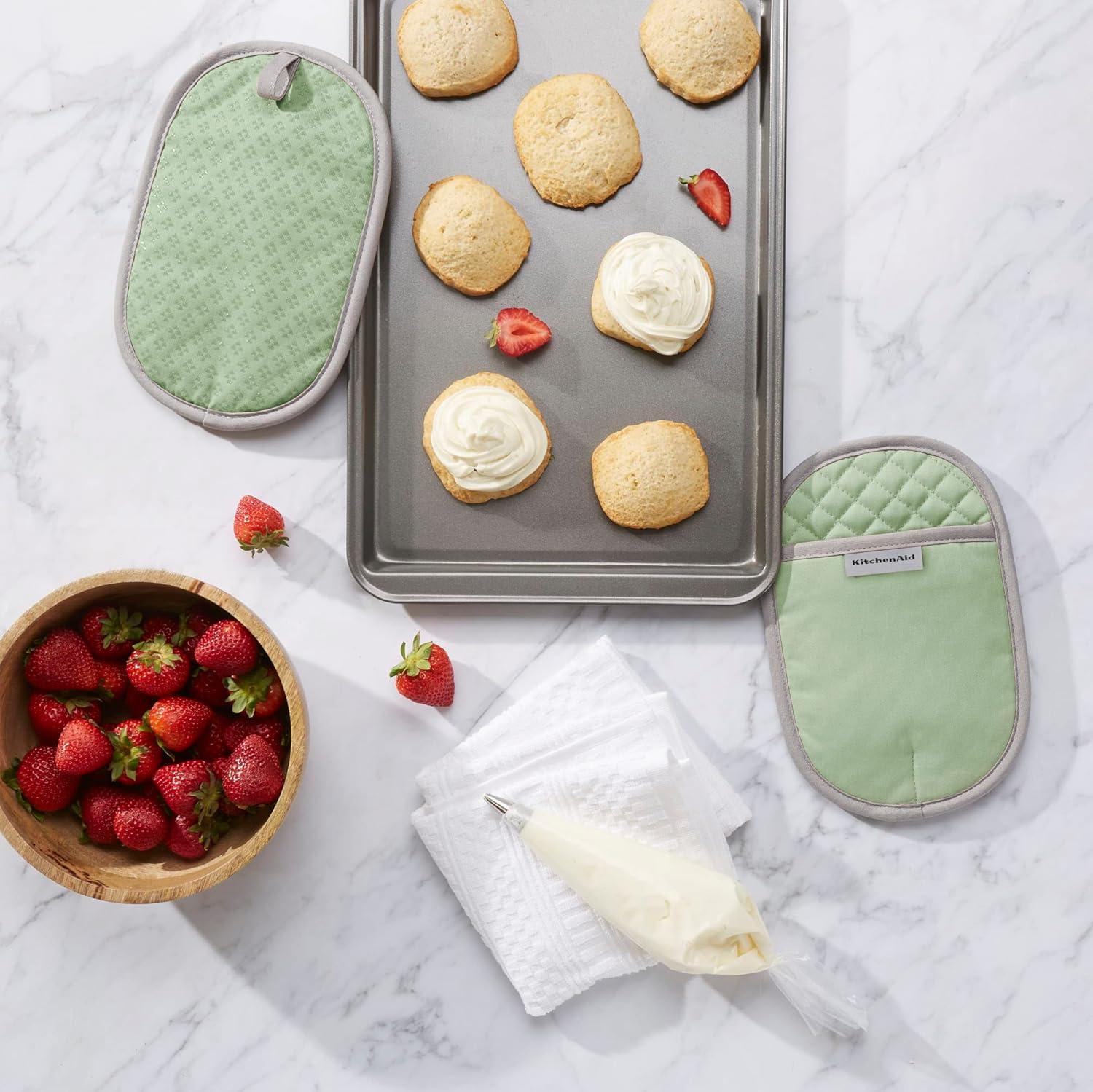 imageKitchenAid Asteroid Pot Holder 2Pack Set Charcoal Grey 65x10Pistachio Green