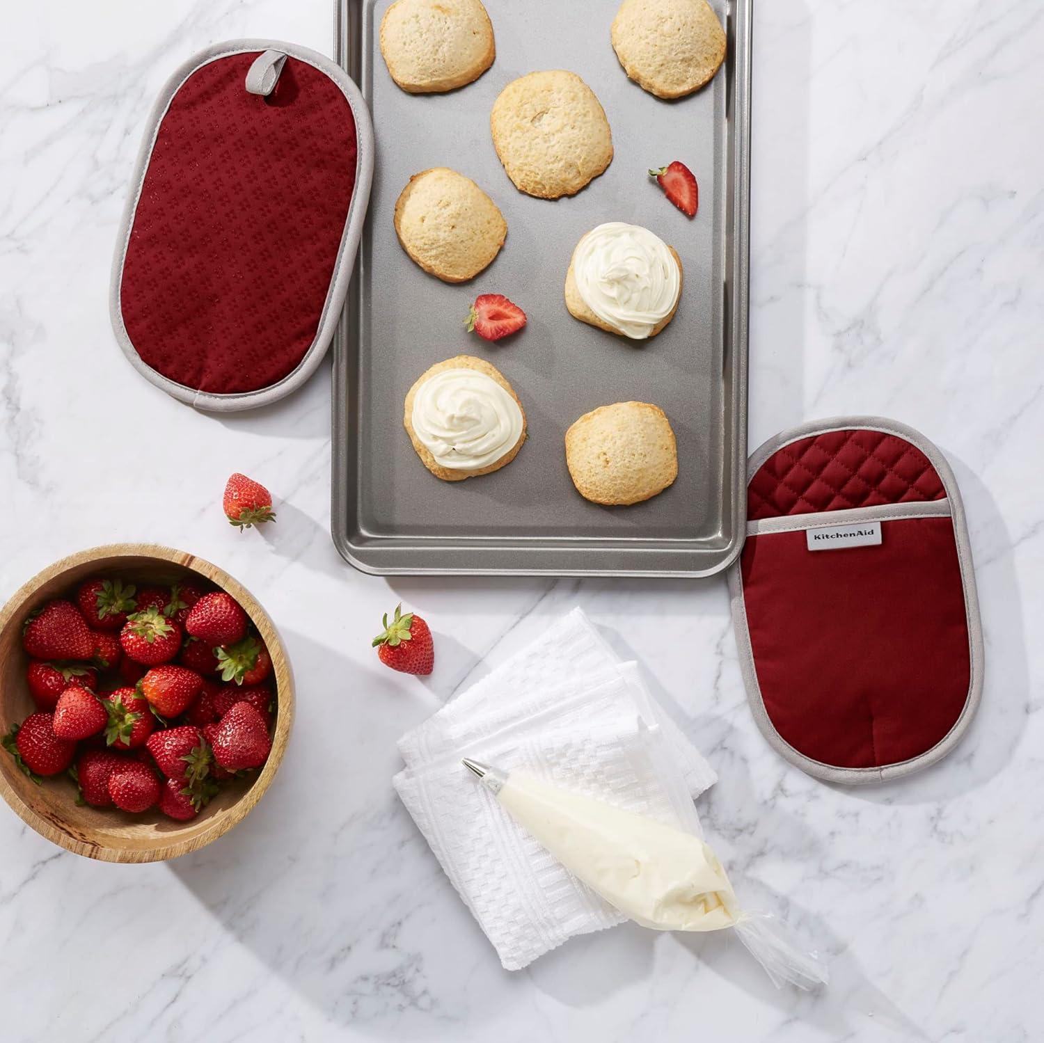 imageKitchenAid Asteroid Pot Holder 2Pack Set Charcoal Grey 65x10Smoked Paprika Red