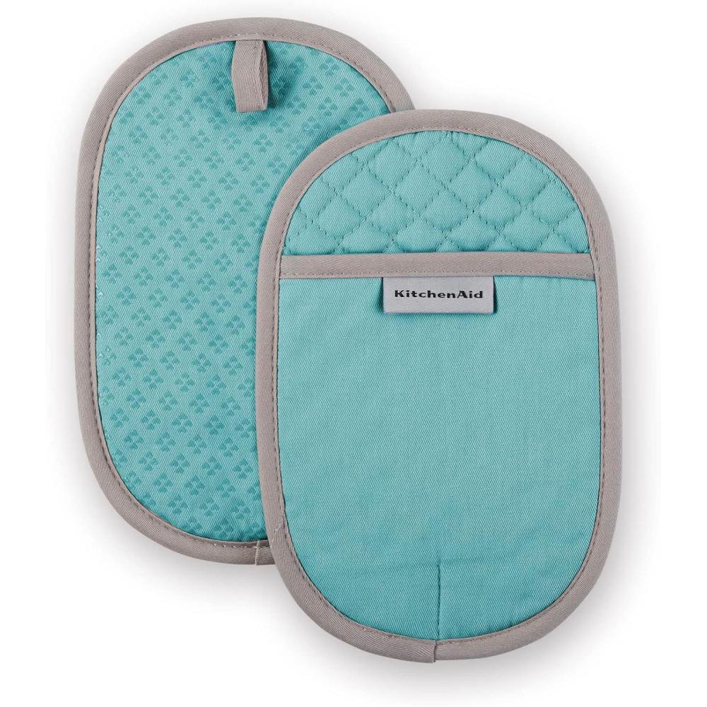 imageKitchenAid Asteroid Pot Holder 2Pack Set Charcoal Grey 65x10Aqua Sky