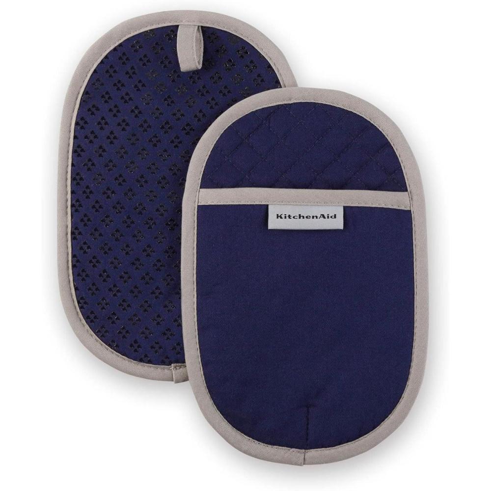 imageKitchenAid Asteroid Pot Holder 2Pack Set Charcoal Grey 65x10Cobalt Blue