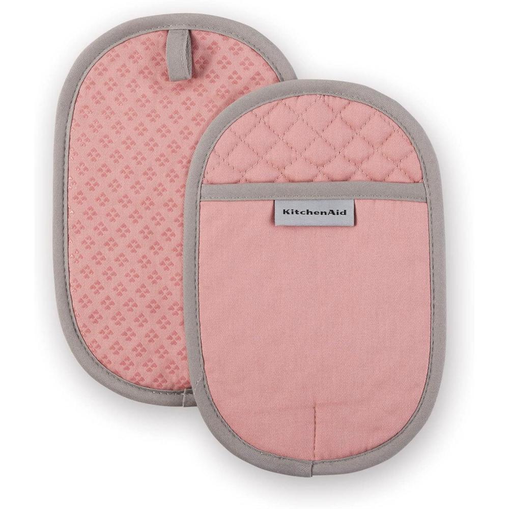 imageKitchenAid Asteroid Pot Holder 2Pack Set Charcoal Grey 65x10Dried Rose