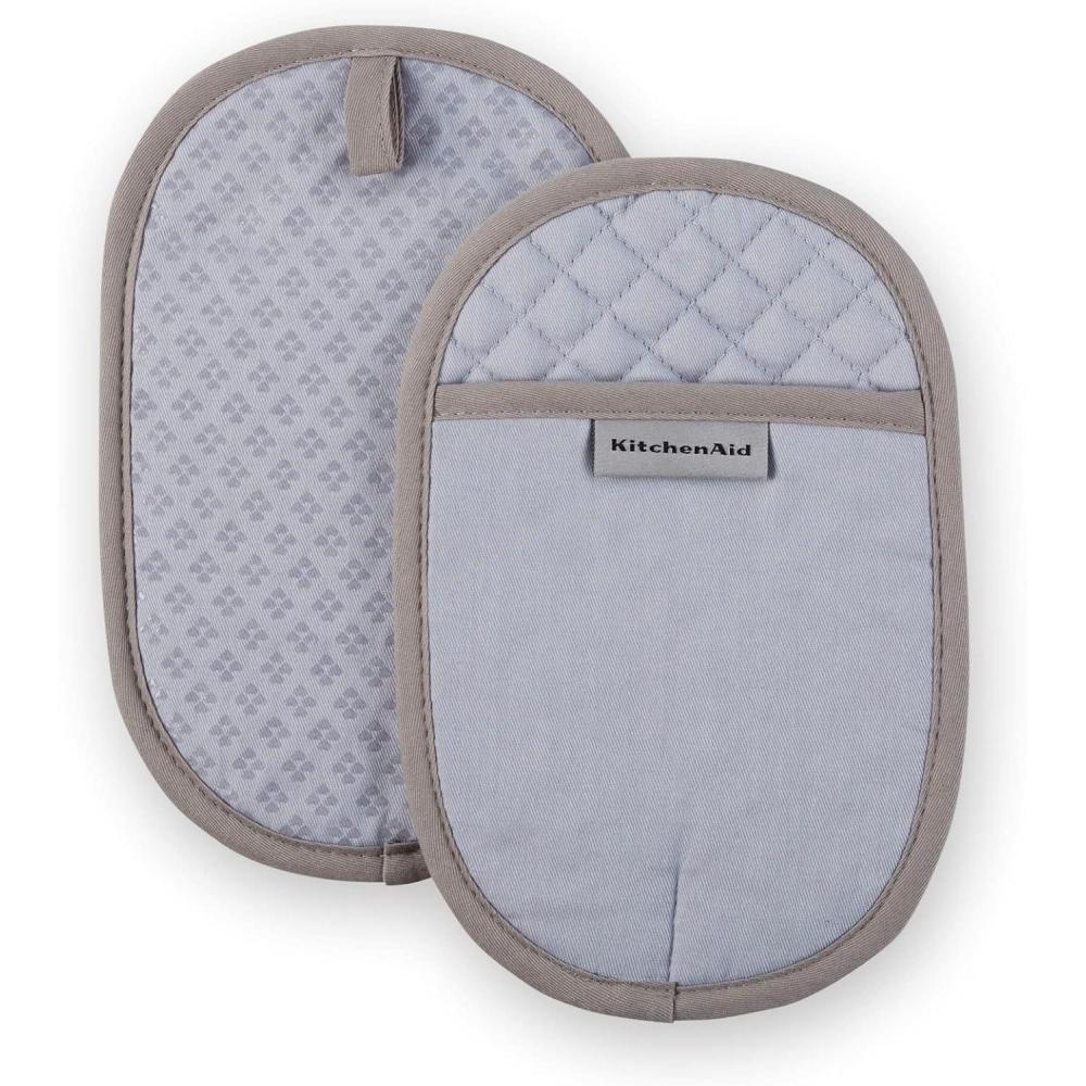 imageKitchenAid Asteroid Pot Holder 2Pack Set Charcoal Grey 65x10Lavender Cream