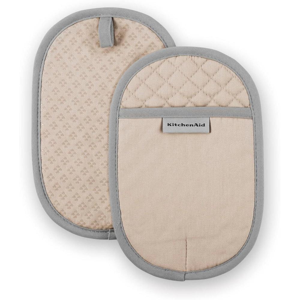 imageKitchenAid Asteroid Pot Holder 2Pack Set Charcoal Grey 65x10Milkshake Tan