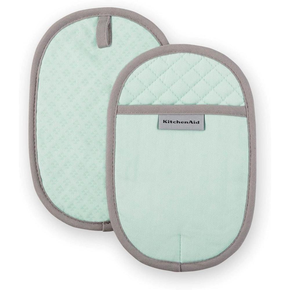 imageKitchenAid Asteroid Pot Holder 2Pack Set Charcoal Grey 65x10Mineral Water Aqua