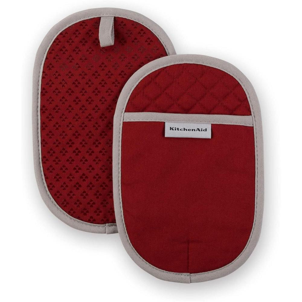 imageKitchenAid Asteroid Pot Holder 2Pack Set Charcoal Grey 65x10Smoked Paprika Red