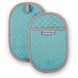 KitchenAid Asteroid Pot Holder 2-Pack Set, Charcoal Grey, 6.5″x10″(Aqua Sky)