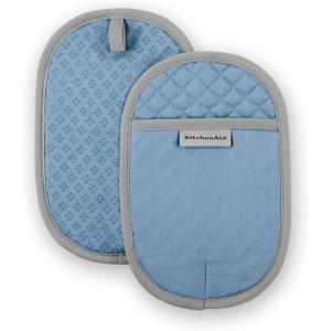 KitchenAid Asteroid Pot Holder 2-Pack Set, Charcoal Grey, 6.5″x10″(Blue Velvet)