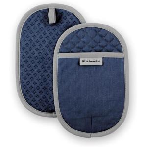 KitchenAid Asteroid Pot Holder 2-Pack Set, Charcoal Grey, 6.5″x10″(Blue Willow)