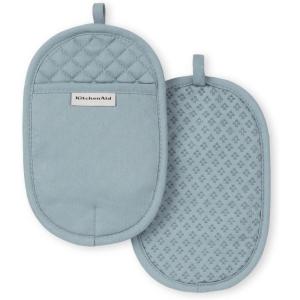 KitchenAid Asteroid Pot Holder 2-Pack Set, Charcoal Grey, 6.5″x10″(Fog Blue)