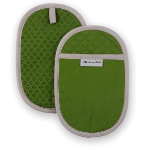KitchenAid Asteroid Pot Holder 2-Pack Set, Charcoal Grey, 6.5″x10″(Matcha Green)