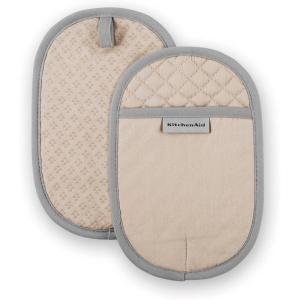 KitchenAid Asteroid Pot Holder 2-Pack Set, Charcoal Grey, 6.5″x10″(Milkshake Tan)